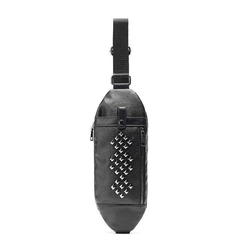 

Waist Bags Personality Design Small Chest Bag Korean Version Street Cortical Rivet Outdoor Pack, Black