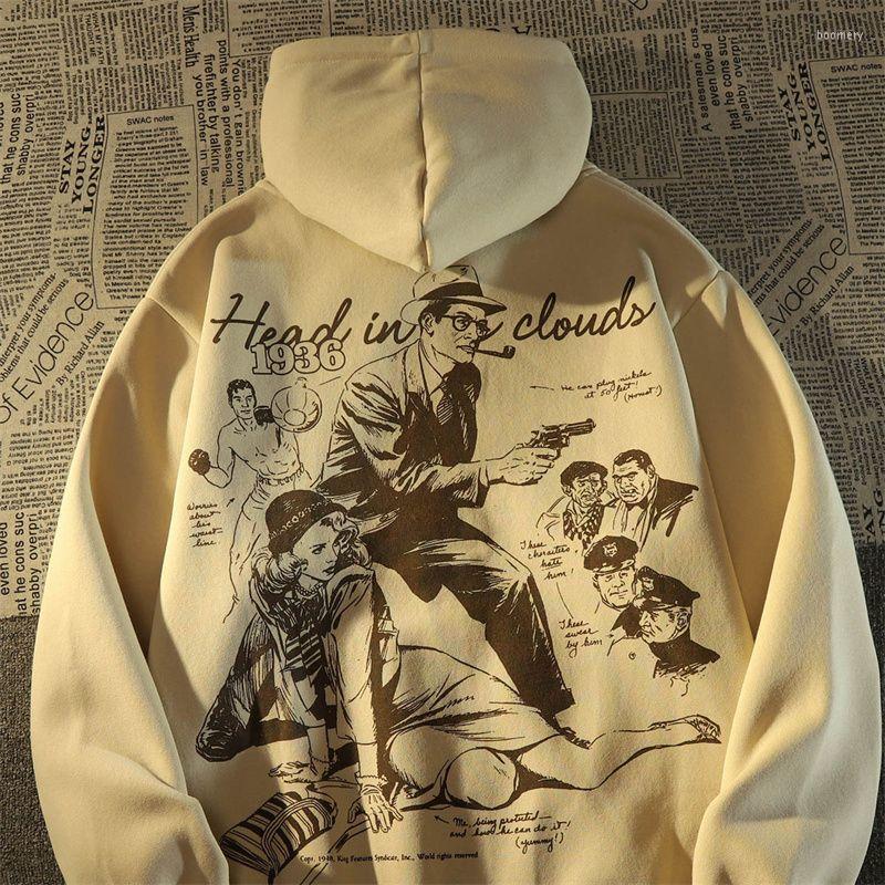 

Men' Hoodies Y2k American Oversized Hoodie Harajuku Top Quality Retro Portrait Print Cotton Loose Coat Vintage Goth Liner Sweater