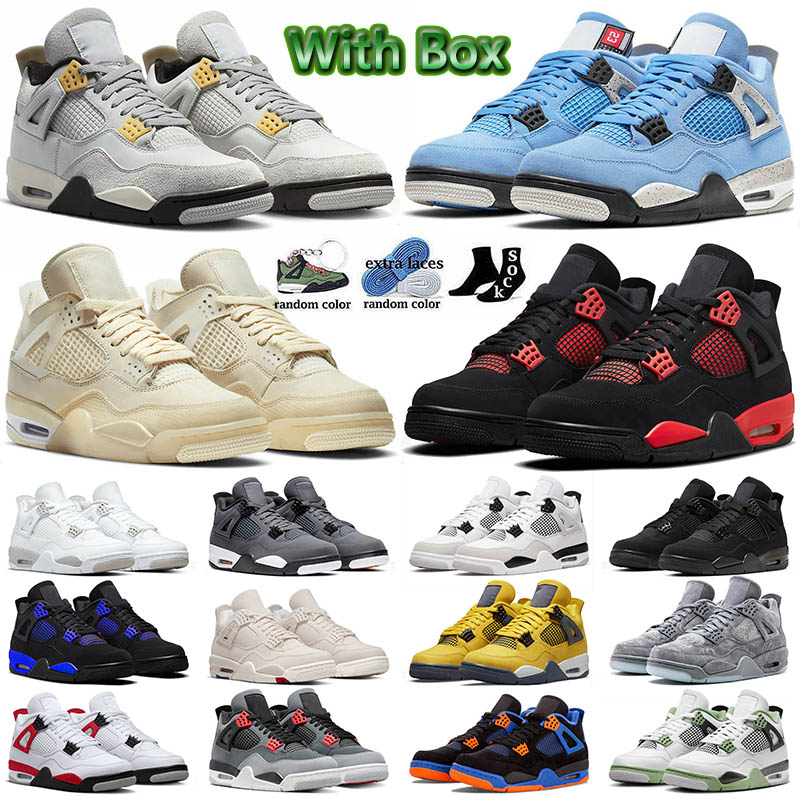 

Air Jorden 4 With Box Basketball Shoes Sail IV Jumpman Red Thunder Travis Scotts 4s University Blue Jordans4 Offs White Mens Women Trainers Sneakers Big Size 13, B40