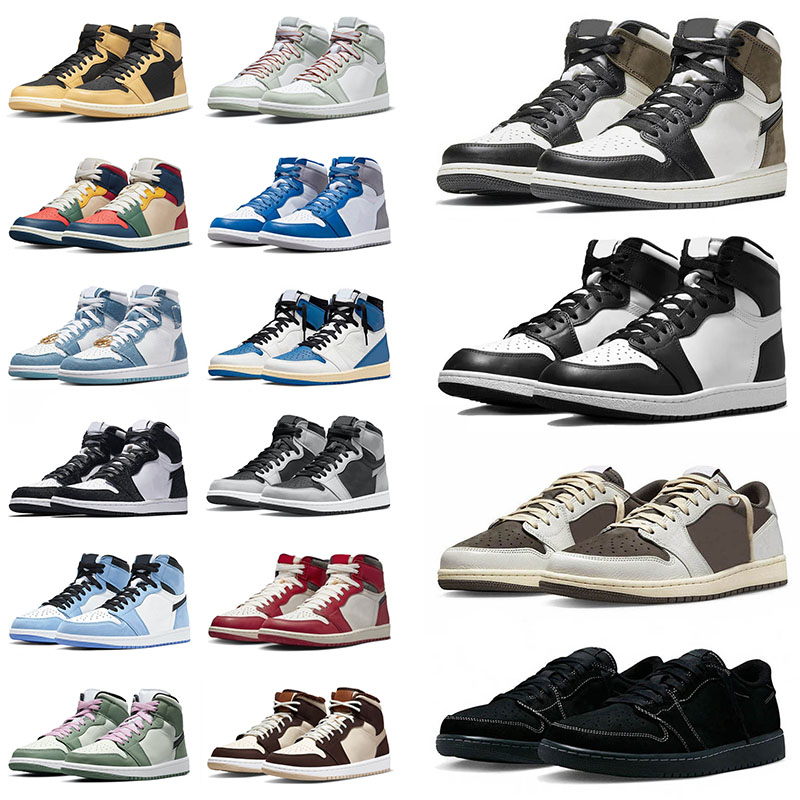 Ts 1 Basketball Shoes Mens Womens Black Phantom 1s Low Reverse Mocha Black White True Blue Fragment Reverse Mochas Mid Trainer Sneaker