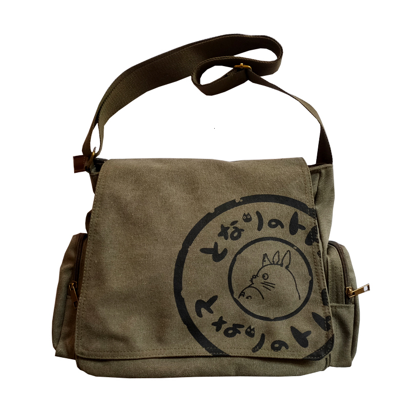 

Evening Bags High Quality My Neighbor Totoro Canvas Shoulder Bags Large Satchels Leisure Messenger Crossbody Bag 230221, Army green