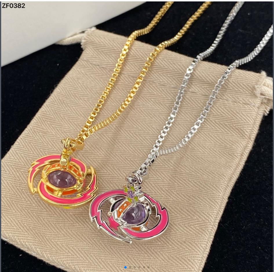 

Pendant Necklaces European and American retro fashion jewelry color diamond necklace 123560#
