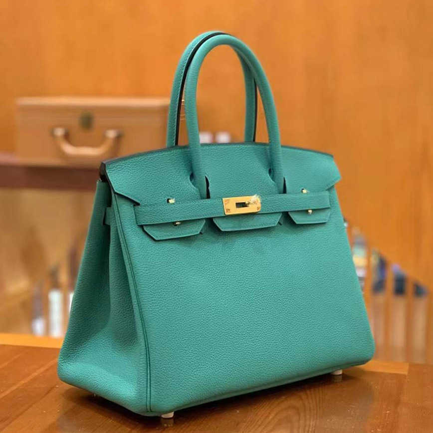 

2023 Women Bags Factory Handbags 55%off women's leather handbag Blue Designer Luxury Shoulder Handbags, Peacock blue 30cm
