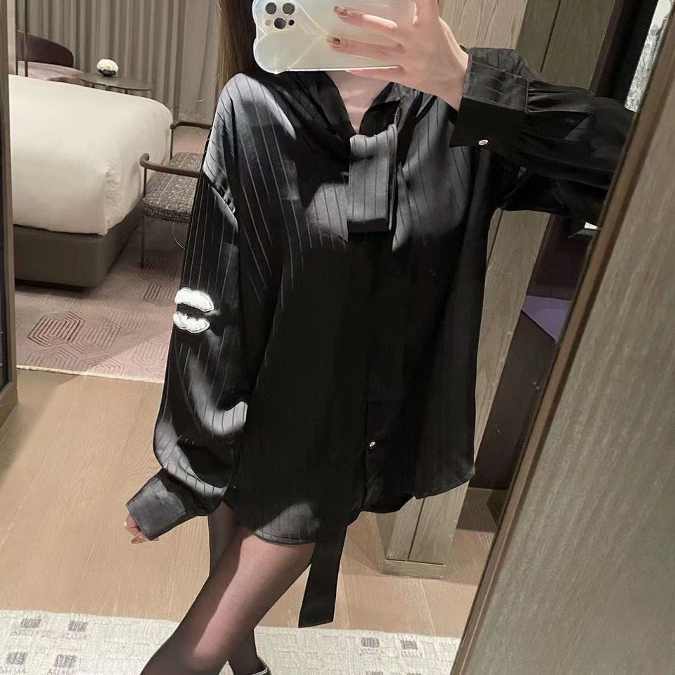 

famous extravagant brand embroidery Womens two C 23 Fashion Designer Striped Shirts Slim Business Office Ladies Button Shirt Spring Summer Long Sleeve Tops I2AX, C h a n e l