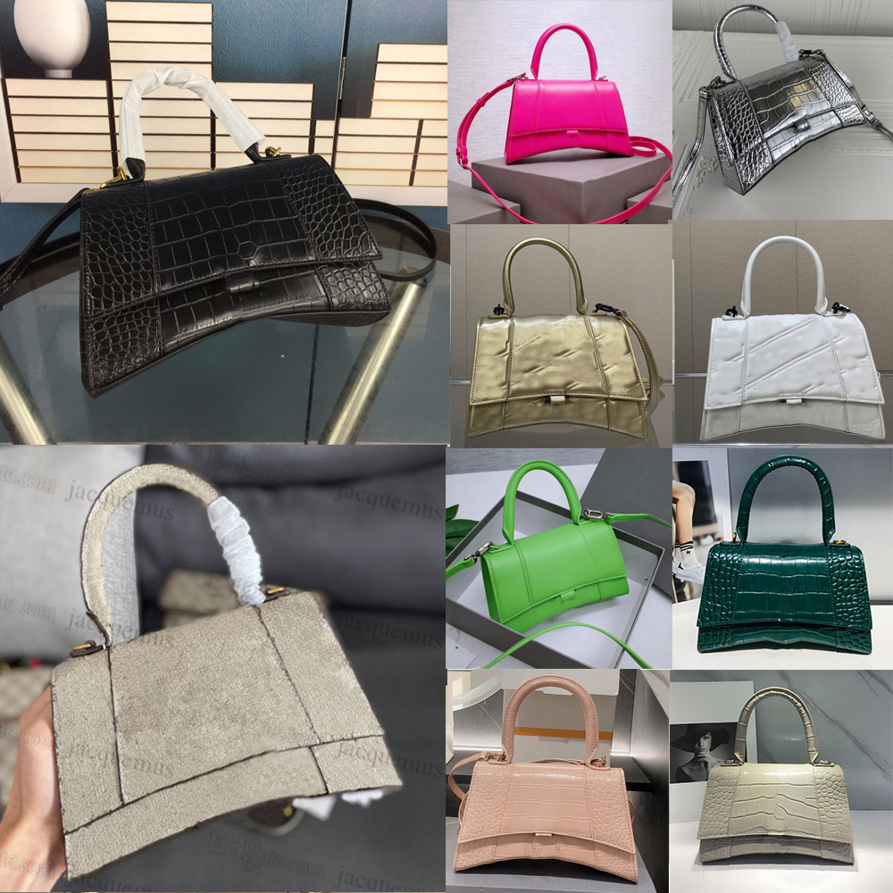 

womens hourglass bags shoulder bag bal purse hour glass pink black designer bag geninue leather small handbag luxury crocodile embossed B, 32