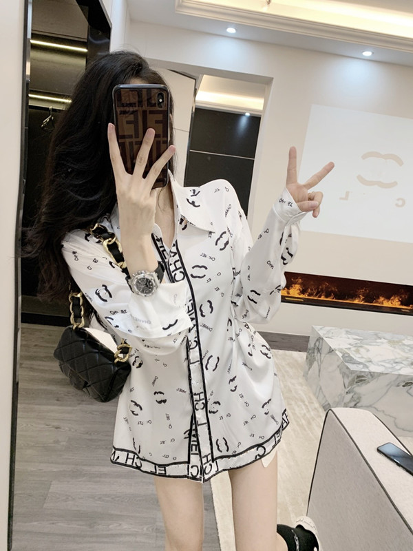 

famous extravagant brand embroidery Womens two C 23 Fashion Designer Striped Shirts Slim Business Office Ladies Button Shirt Spring Summer Long Sleeve Tops 6NZP, C h a n e l