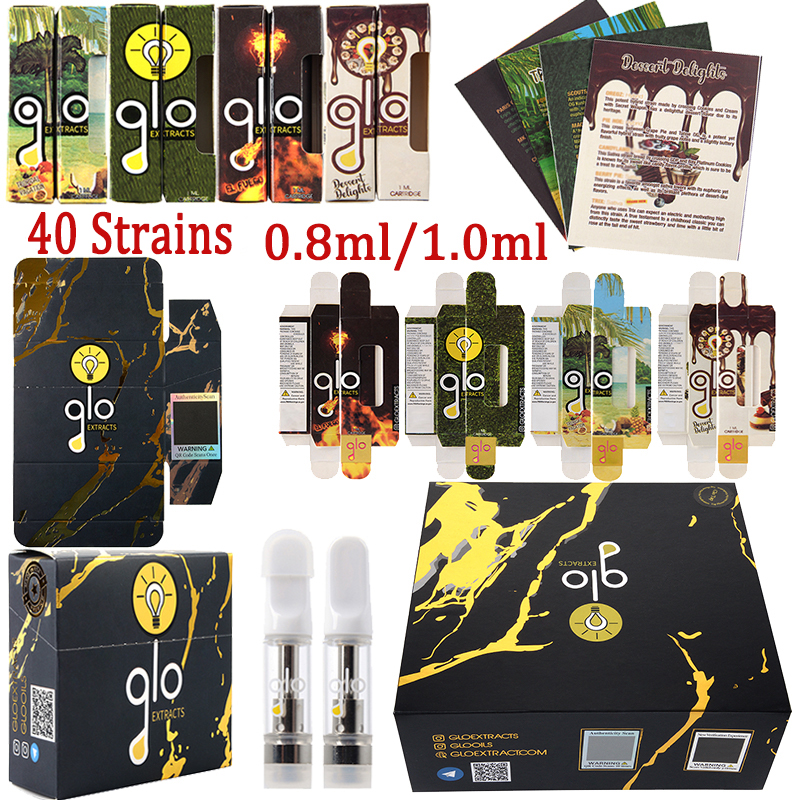 

New GLO Atomizers Vape Cartridges Packaging 0.8ml 1m Ceramic Empty Cartridges Thick Oil 510 Thread Carts E Cigarettes Vaporizers NFC Verification
