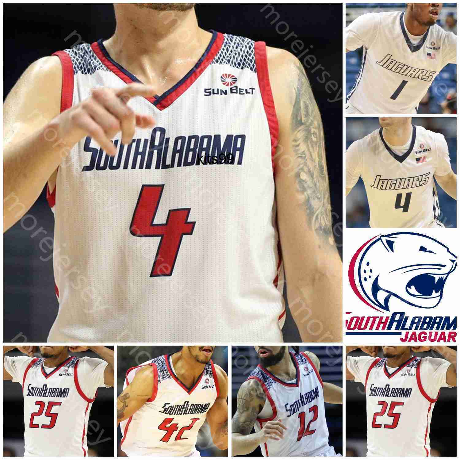 

South Alabama Jaguars Basketball Jersey NCAA College Terry Catledge Manning Jr. Jay Chandler Javon Franklin Diante Smith Alex Anderson, White i