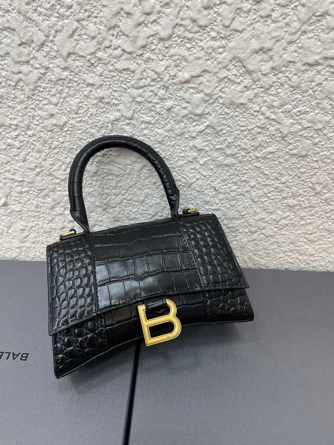 

2023 Women Bags Factory Handbags 55%off Hourglass Leather Cowhide Single Shoulder Women's Bag Designer Luxury Shoulder Handbags, Black (original logo of crocodile)