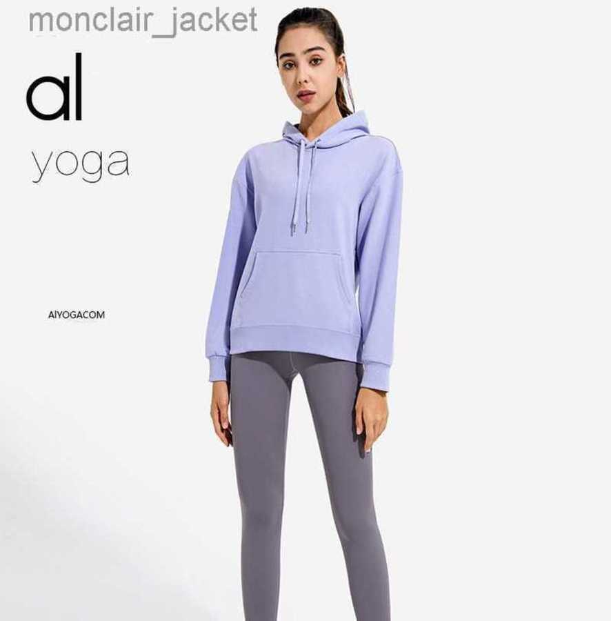 

23SSS Designer Alos Yoga Sports Jacket Women' Autumn and Winter Training Yoga Suit Long-sleeved Fitness Suit Top Hooded Sweater Lululemens Women, Purple taro