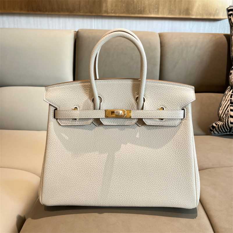 

Designer Birkins Handbag Uncle m Handheld Women's Bag Lychee Togo Calf Leather in Multiple Sizes zc, Milkshake platinum buckle bk25