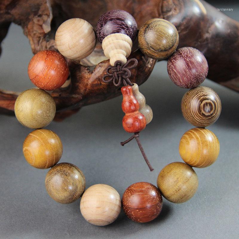 

Strand Wholesale Authentic Sandalwood Wooden Bracelets Buddha Round Beads Gourd Pendant Hand String Men Jewelry