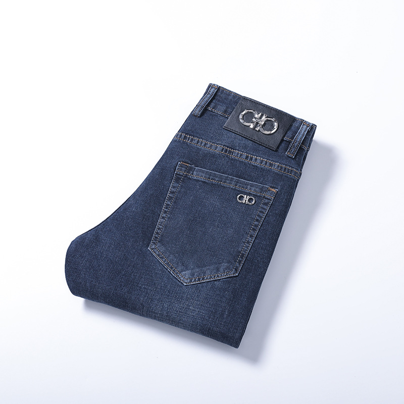 

Jeans Spring Summer Thin Men Slim Fit European American High-end Brand Small Straight Double O Pants F208-3, F207