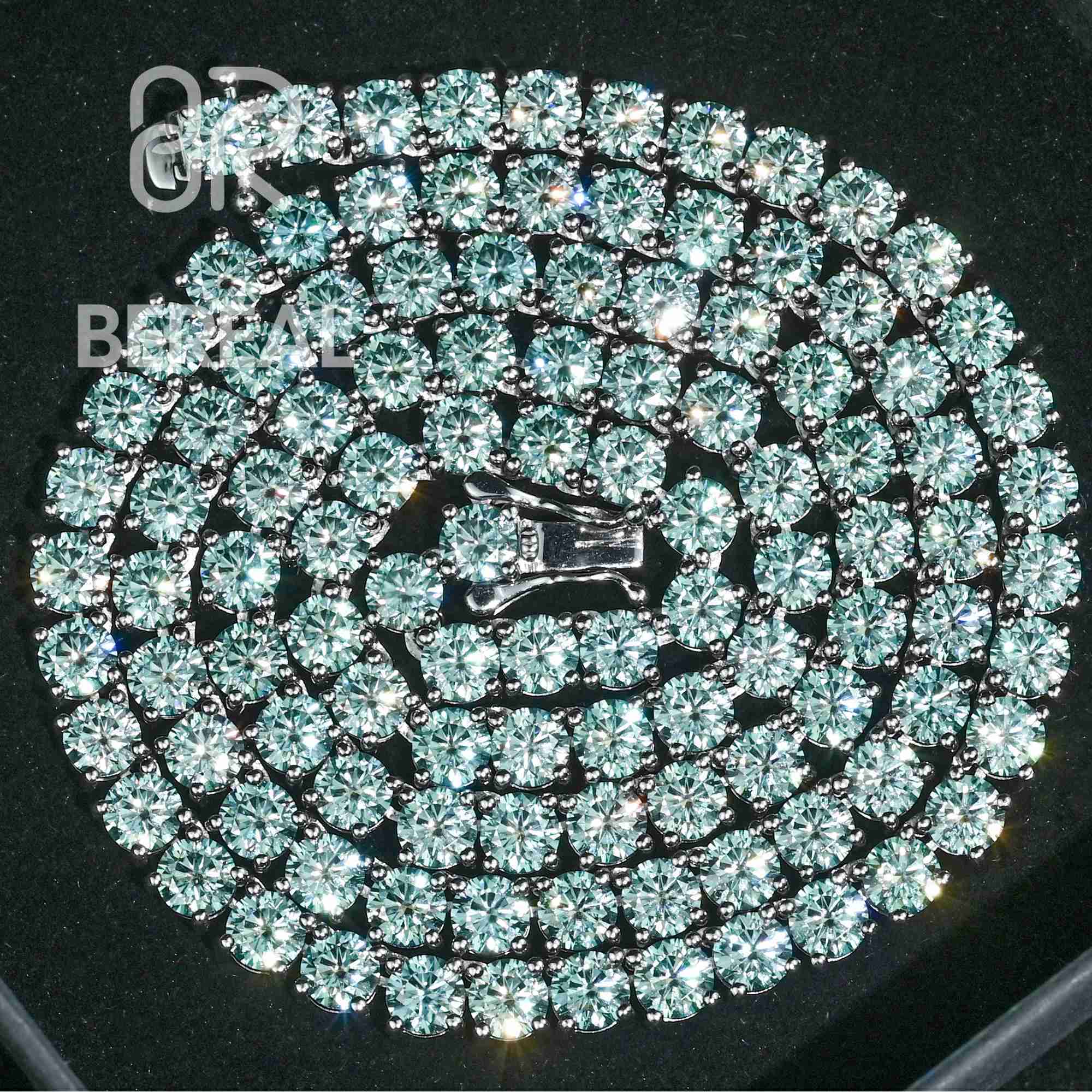 

Hotsale Factory Direct Sale GRA Certificate Rare Blue Moissanite Tennis Chain 925 Silver White Gold 5mm 6.5mm Tennis Bracelet Necklace