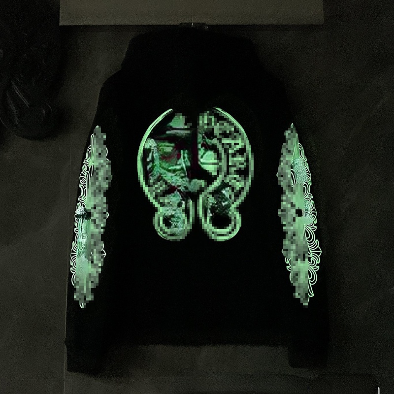 

Graffiti Luminous Painted Hoodies for Men and Women High Version Brand Sweater, Black