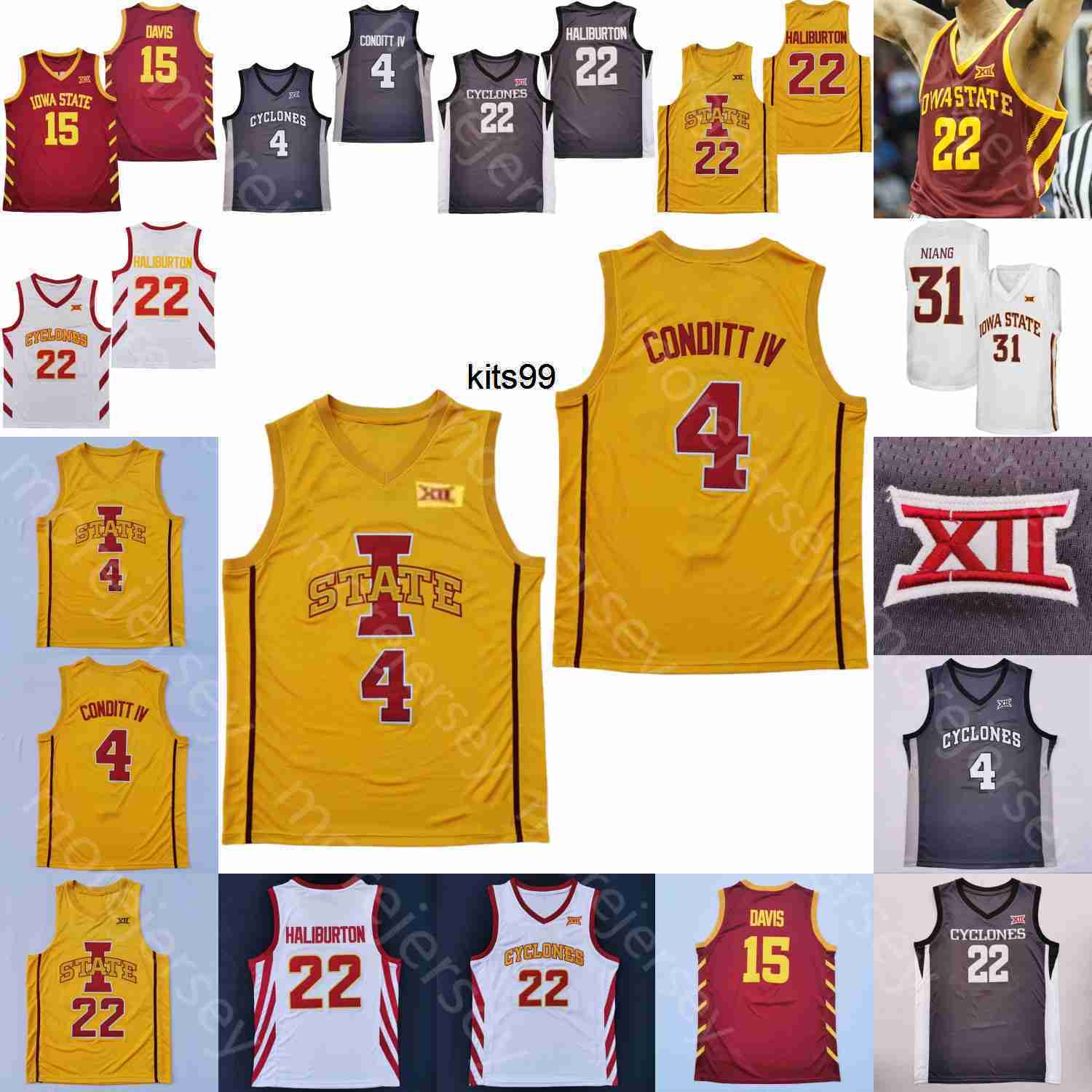 

Custom Iowa State Cyclones Basketball Jersey NCAA College Aljaz Kunc Tre Jackson Morris Horton-Tucker Niang Rasir Bolton George Conditt IV, Red former v collar