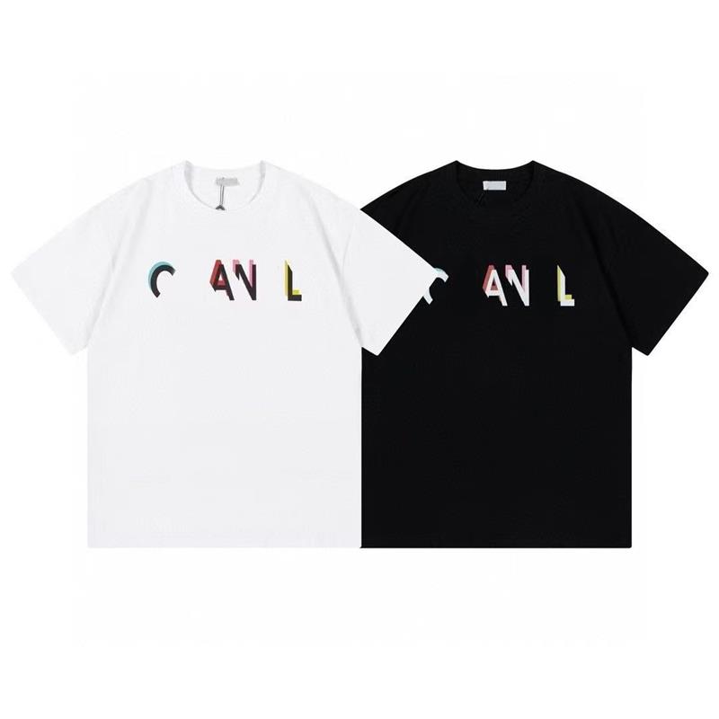 

2023 new spring and summer new t-shirt letter-printed short-sleeved men's and women's wide simple short-sleeved T-shirt, Black