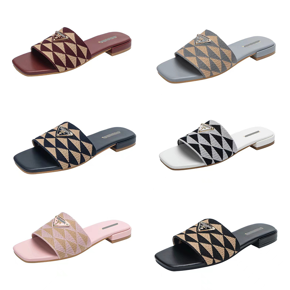 

Woman Embroidered Fabric Slides Slippers Black Beige Multicolor Embroidery Mules Womens Home Flip Flops Casual Sandals Summer Leather Flat 36-42, Brown