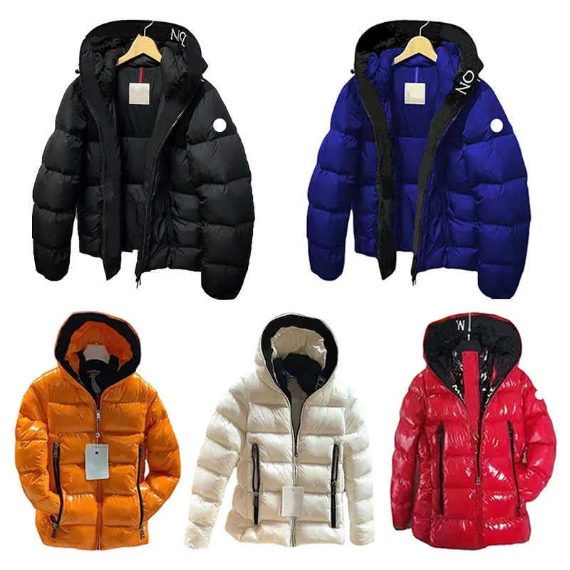 Monclair Mens hooded Down Jackets Luxury Embroidered armband Womens Winter Outerwear maya Coats Hat with letters printed ribbon Size