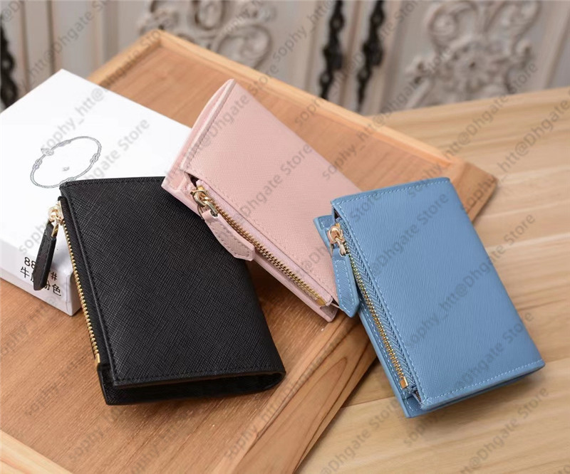 

Designer Wallet Mens Womens wallets bifold with zipper Coin Pocket Short style Cards holder slot purse real leather Cowskin with original box, Black pra