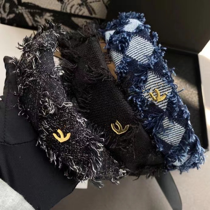 

3Colors Luxury Classic Designer CH Brand Headbands Tassel Denim Luxury Headband Hair Hoop Accessories for Women Girls