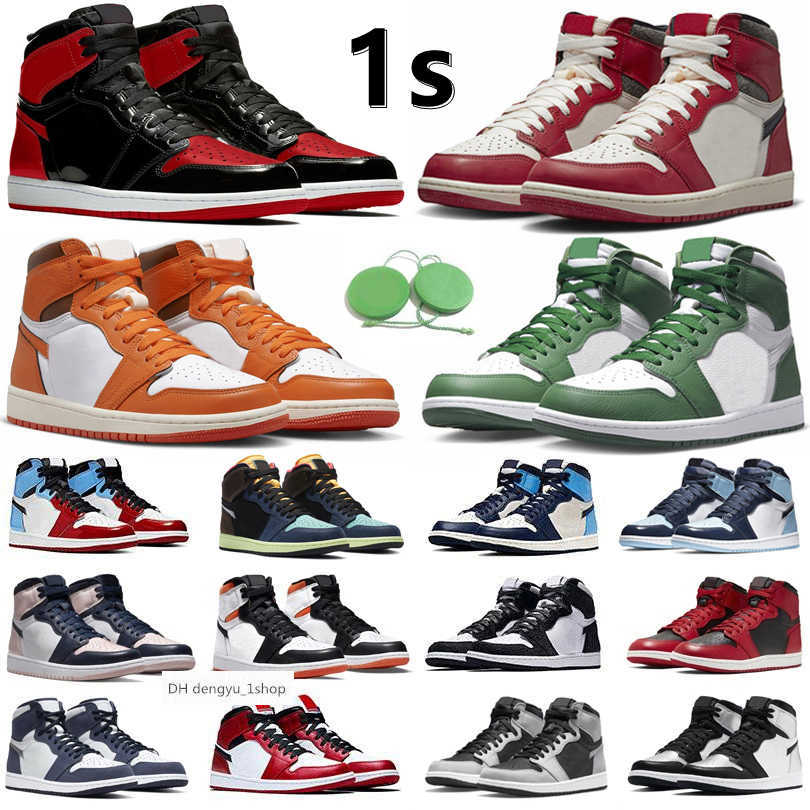 

1 1s Mens Basketball Shoes Sneaker Lost Found Gorge Green StarFish Bred Patent Dark Mocha Grey Fog Denim Silver Newstalgia Sha jorden OG air shoe, Color#8