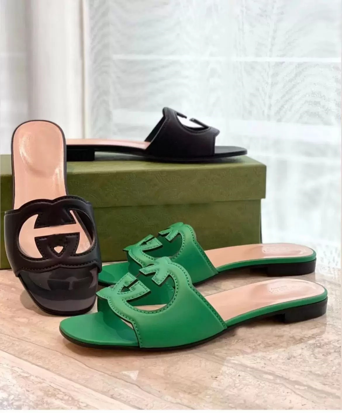 

Luxury G-Slipper slipper slide Women's Interlocking Cut-out Sandals Shoes Lady Flip Flops Slip On Beach Slide Flat Casual Walking Discount Footwear EU35-42