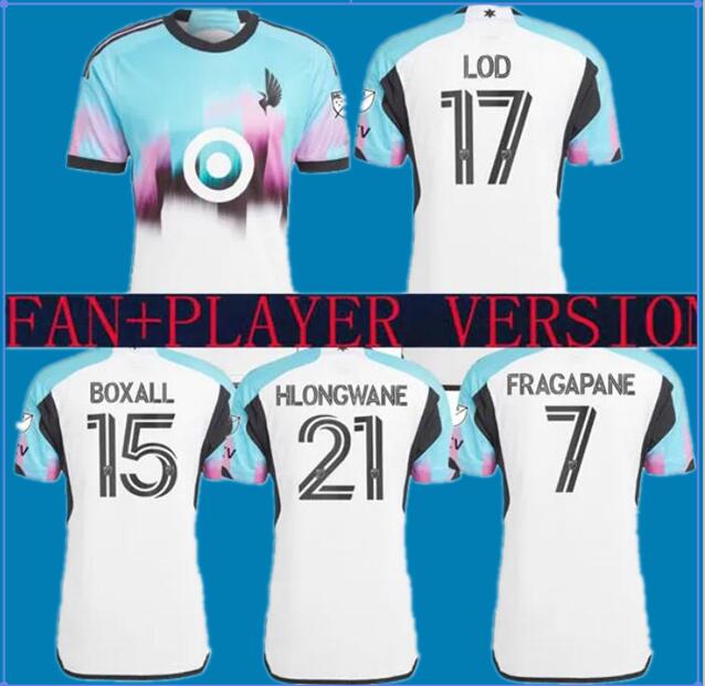 

23 24 MINNESOTA FC UNITED SOCCEr jerseys away LOD 17 BOXALL 15 HLONGWANE 21 FRAGAPANE 7 2023jersey football shirts man top MLS AA