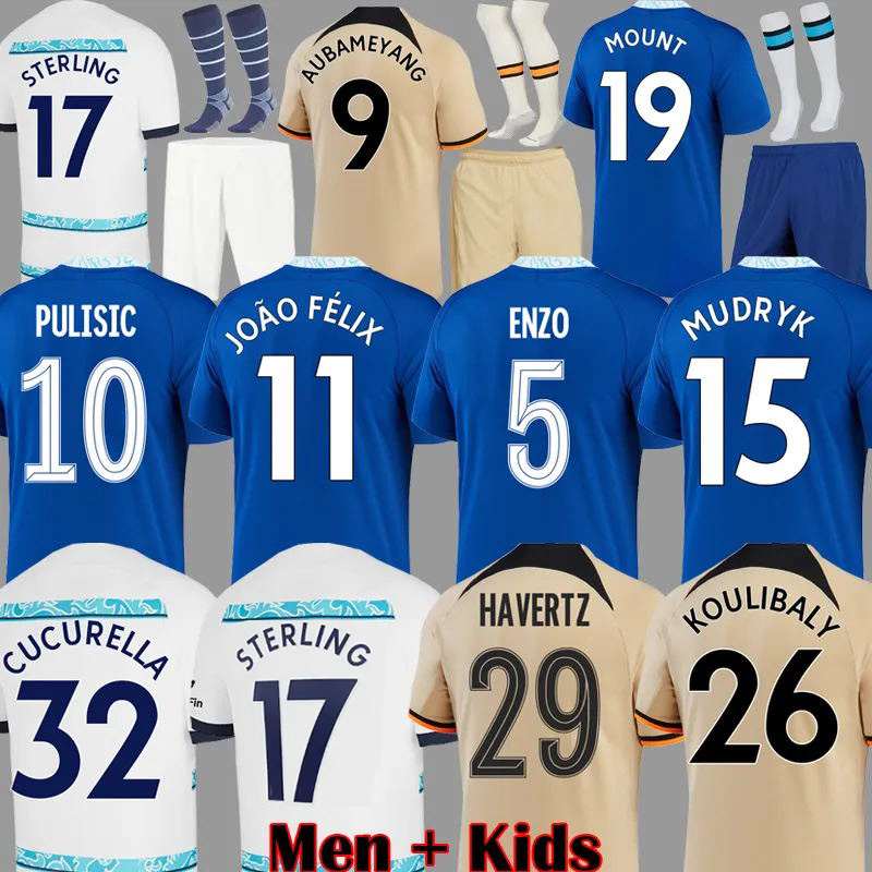 

22 23 CFC Soccer Jerseys ENZO MUDRYK JOAO FELIX PULISIC MOUNT KANTE HAVERTZ CHILWELL STERLING jersey KOULIBALY FOFANA CUCURELLA 2023 football shirt kids kits, 22-23 home kids