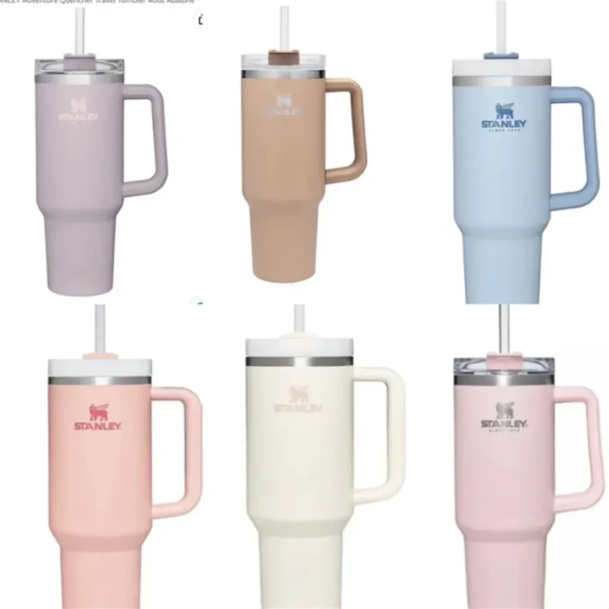 

Pink Stanley Cups 40oz Tumbler with Logo Handle Lid Straw Big Capacity Beer Water Bottle Outdoor Camping Cup Vacuum Insulated Drinking Mugs, Multi-color