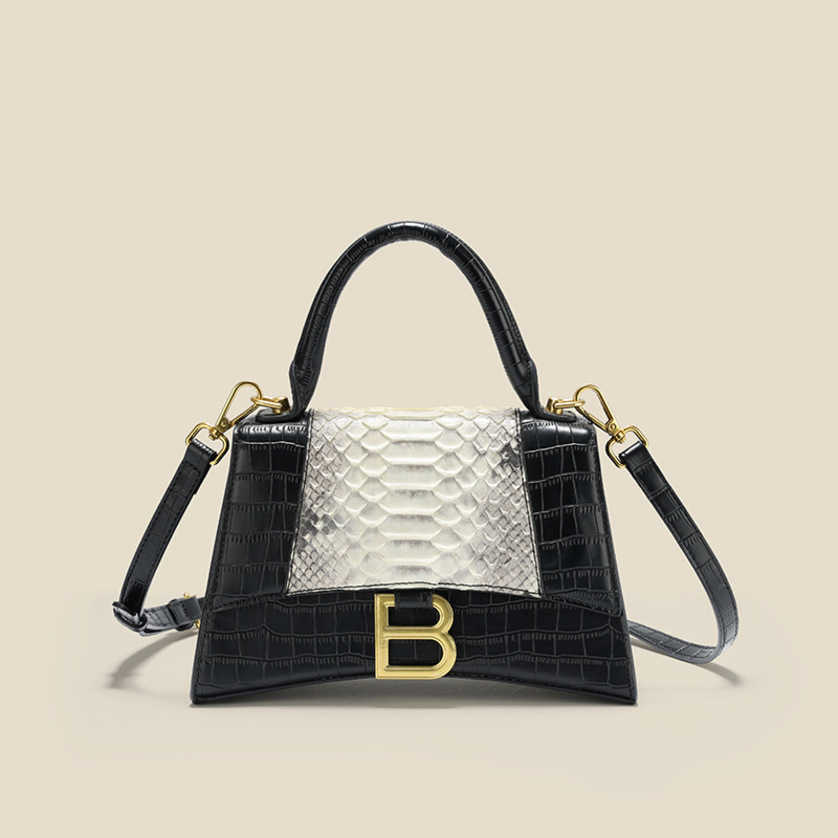 

New Fashion Bags for Women 70%off texture small square portable hourglass bag versatile single shoulder Luxury Designer Handbags Purse, Black with white
