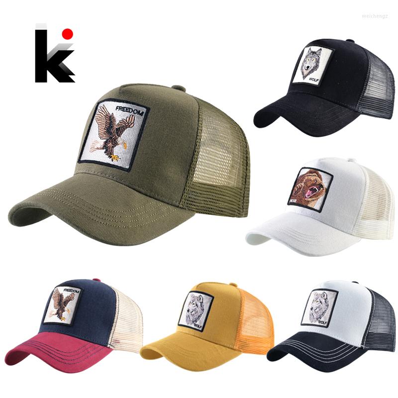 

Ball Caps Baseball Men Snapback Hip Hop Hats With Animals Patch Streetwear Lovers' Trucker Women Breathable Mesh Visor Bones, Gray eagle