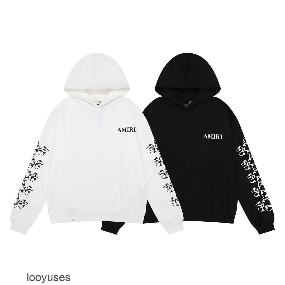 

Designer Version 2023 Mens Sweater High Amirs Hoodies Autumn Winter American Fashion Arm Skull Cross Printing Hooded Hoodie for Men Women, Black