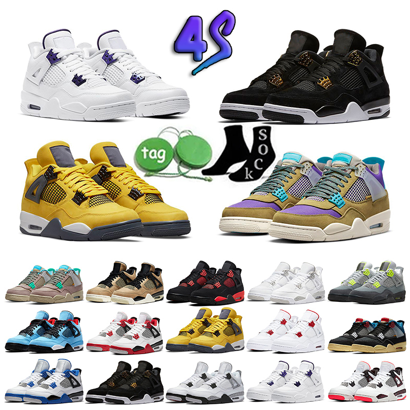 

2023 Mens Top Jumpman 4s Basketball Shoes Womens Wild Things Black Cat Cool Grey Suede Designer 4 Jumpman4 Metallic Green, 25