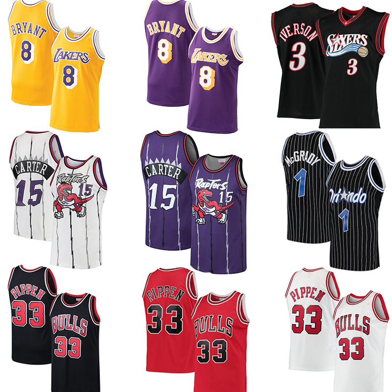 

S-XXXL Stitched Retro Basketball Jerseys 15 Vince Carter scottie 33 pippen Tracy 1 Mcgrady Allen Iverson 8 Bryant Jersey Men Mitchell & ness Hardwoods Classics vintage, Colour 8