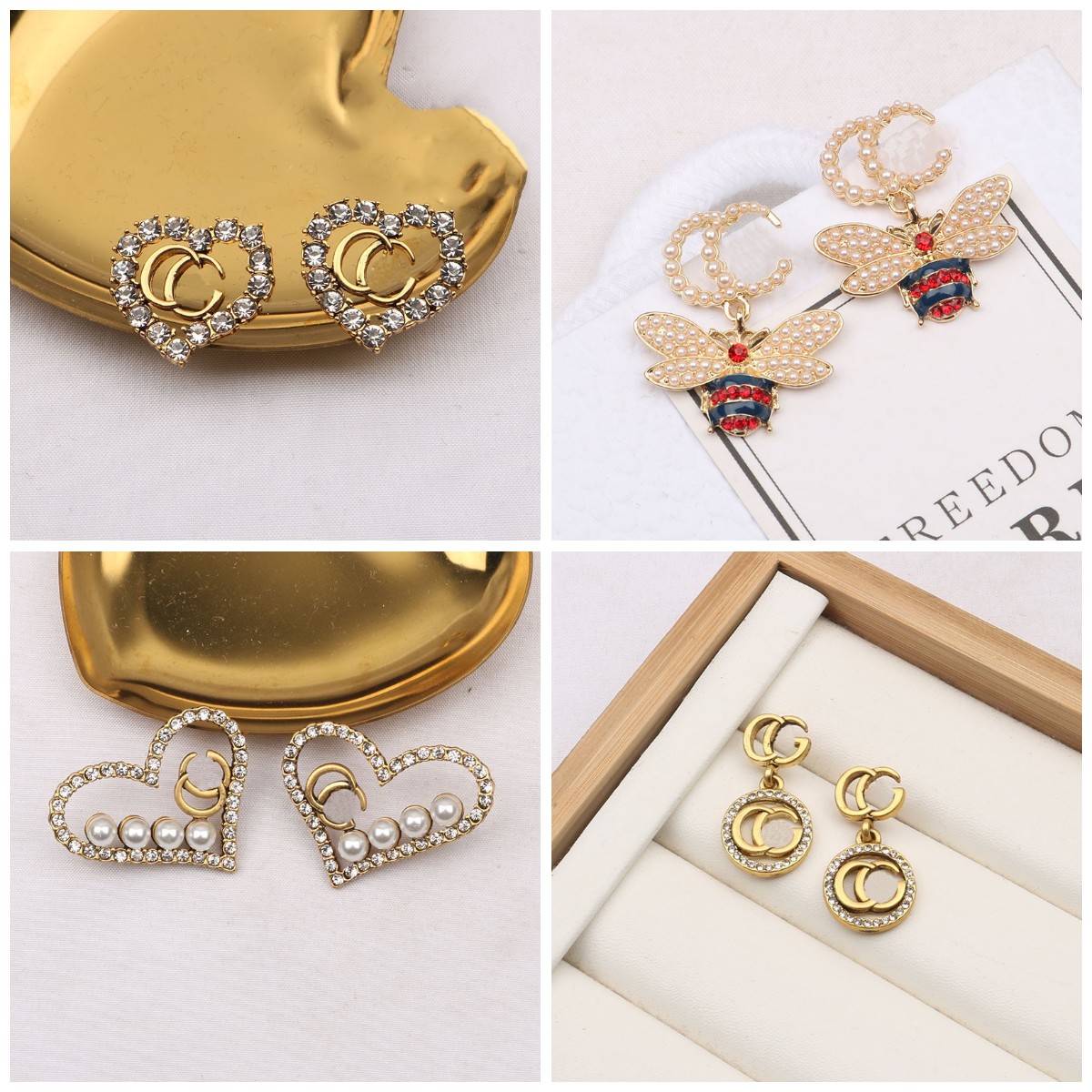 

Classics Women Ear Stud Earring Designers Earrings Letter 18K Gold Plated Geometry Brand Crystal Rhinestone Wedding Party Jewerlry Accessories Luxury Gift Box