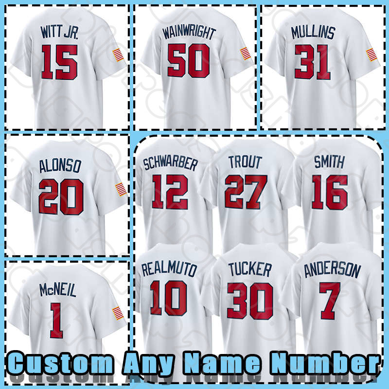 

2023 World Baseball Classic WBC Team USA Jersey Trea Turner Cedric Mullins Tim Anderson Pete Alonso Paul Goldschmidt Kyle Schwarber Mike Trout Bobby Witt Jr., Custom men