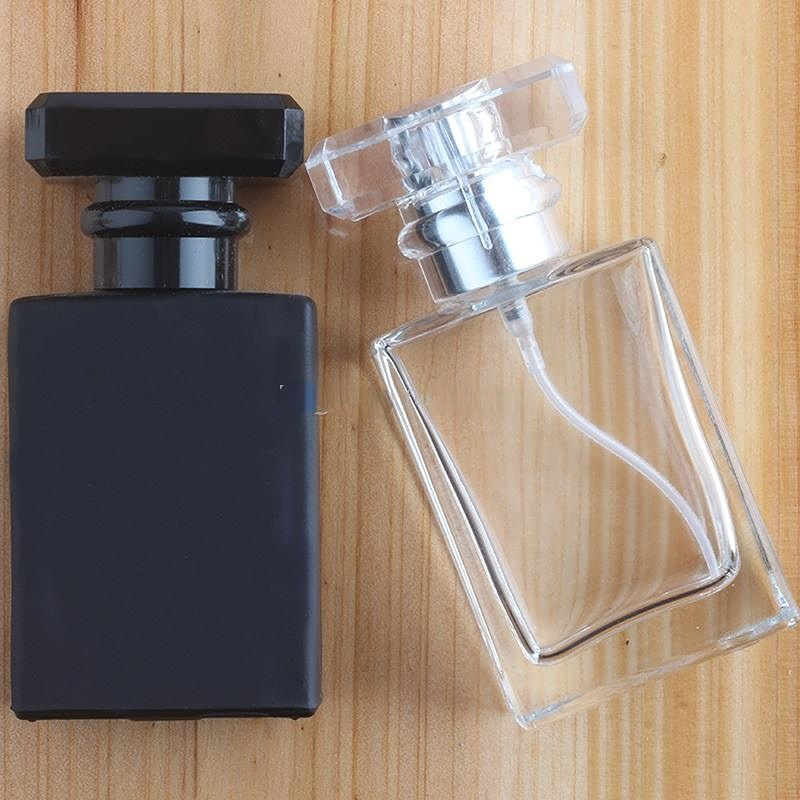 30ml Black/Clear Square Glass Essential Oil Perfume Bottle Mist Pump Spray Bottle Liquid Toiletry Diffuse Container