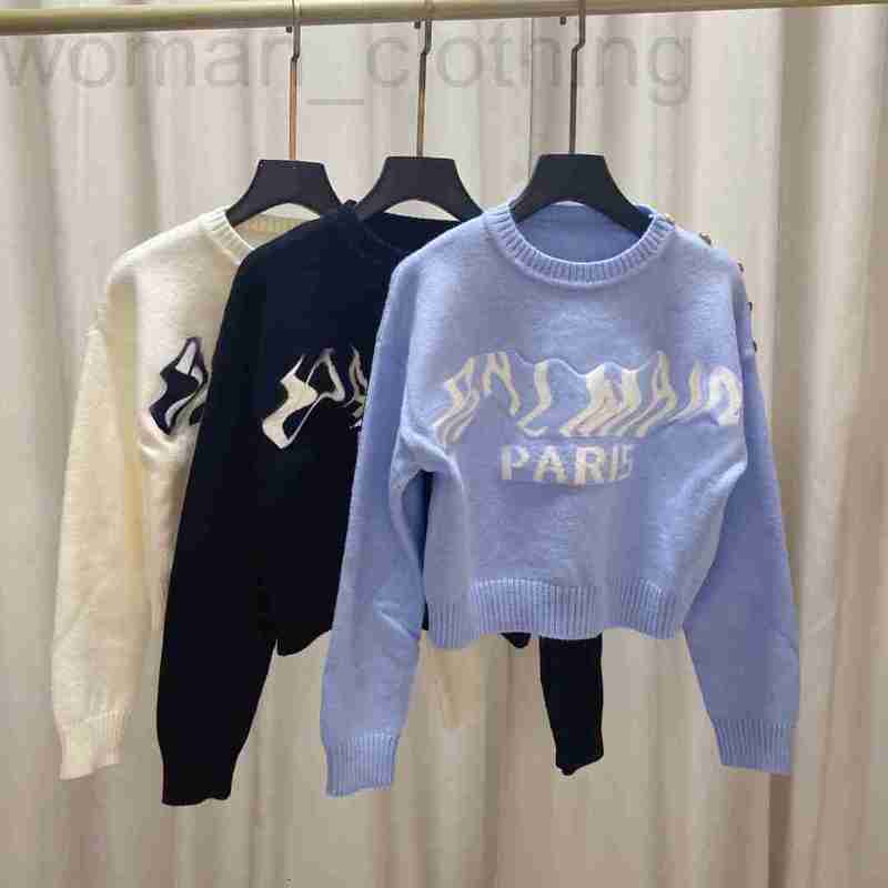 

designer New Women' Sweaters Autumn Winter Fashion Crochet Pattern Button Pullover Sweater Long Sleeve Short Design 57B8, White