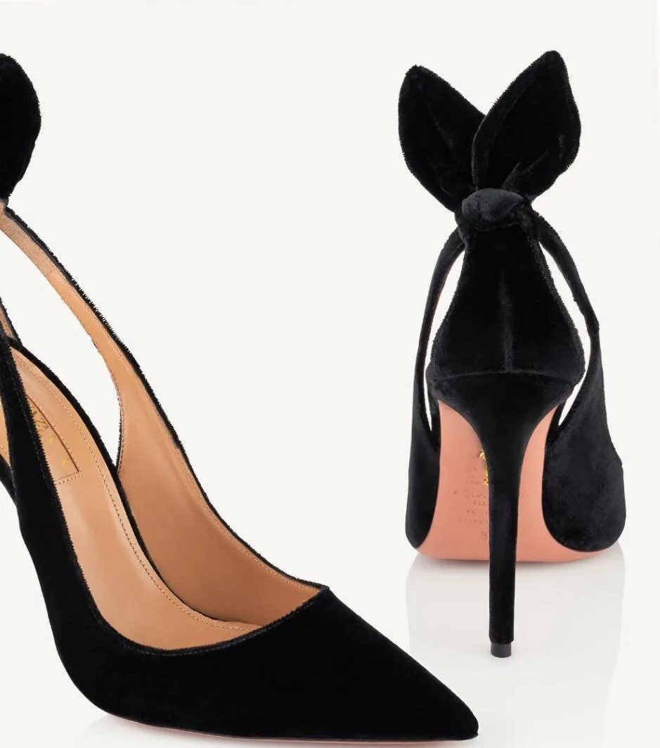 Perfect Summer All-day designing Sandals Bow Tie Pump Suede sexy playful back Party Lady High Heels BOX 35-43