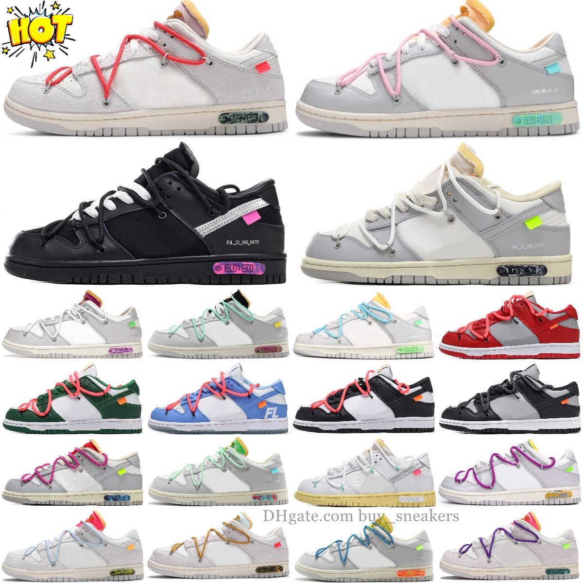 

New Designer Ow Men Women Running Sports Shoes No.1-50 Lot 09 49 50 The Off Whites Sb Dunks Low Of 50 University Blue Fragment Skate Casual Shoes, No.07