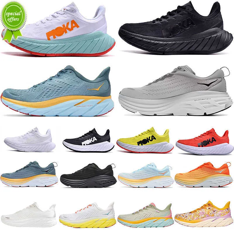 

One HK Running Shoes Hoka Hokas Bondi 8 Clifton Mach 5 Mens Womens Utility Sneaker Triple Black White Floral Seaweed Green Tea Carbon X ItA, 12-bondi8