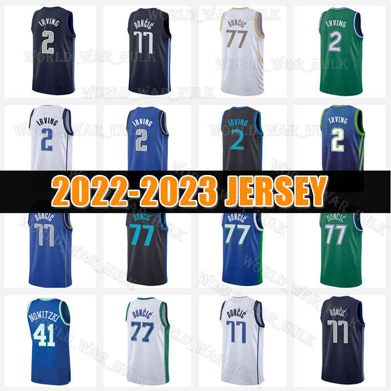

Luka Doncic Kyrie Irving Basketball Jersey 2 41 77 Dirk Nowitzki Dallas''Mavericks''Jerseys The city Mens Blue Stitched Embroidery 2022 2023