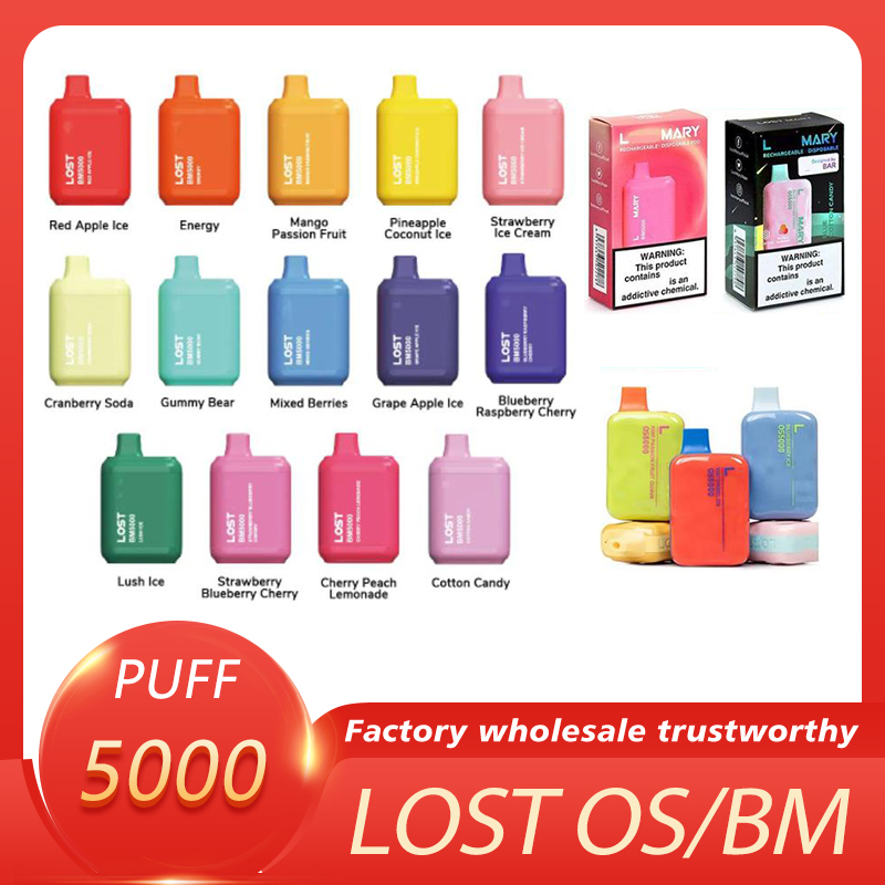 

Lost OS5000 BM5000 Disposable E cigarettes 5000 Puffs Vape Pen 13ml Pre-filled Mesh Coil Pods 650mAh Rechargeable Battery Vaporizers vapes air bar box