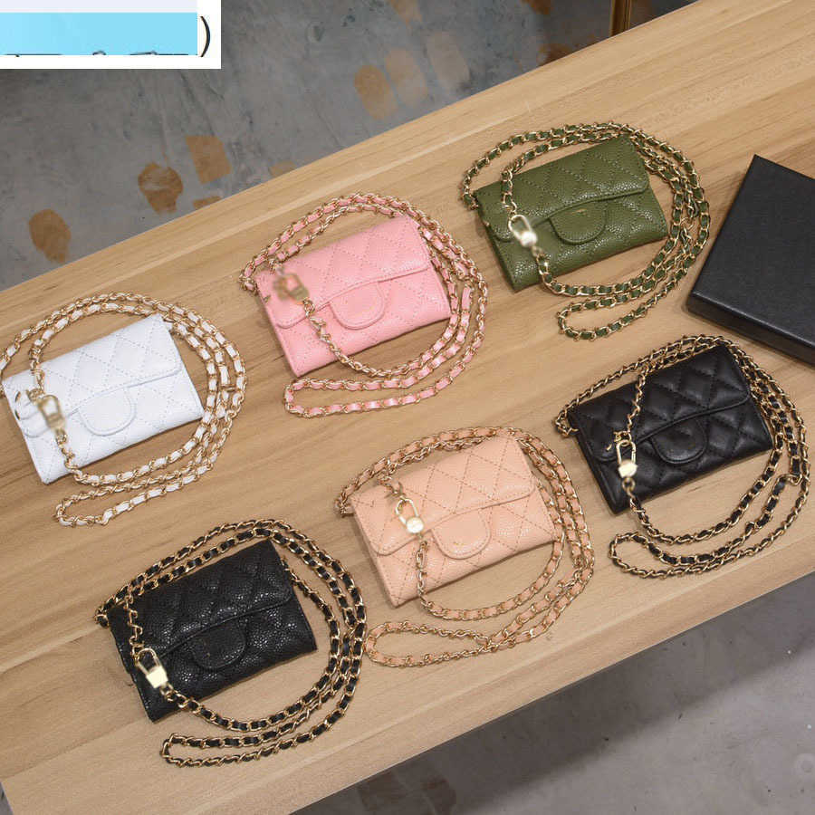 

Wallets Womens Caviar Leather Mini Coin Card Holder Purse Wallet Calfskin/Lambskin Cowhide Gold Hardware Matelasse Chain Bust Waist Fanny Pa, Pink