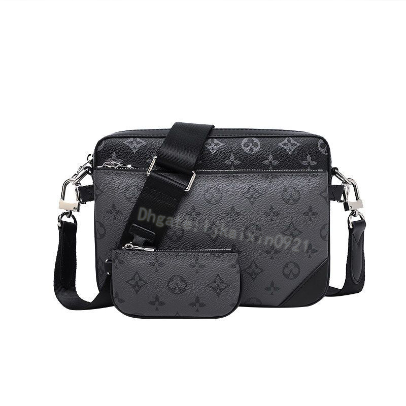 

Mens crossbody Bag Designer Bag cross body men bag luxury re edition POCHETTE TRIO handbag 3 in 1 leather Messenger Bags LVS man shoulder bag, Black