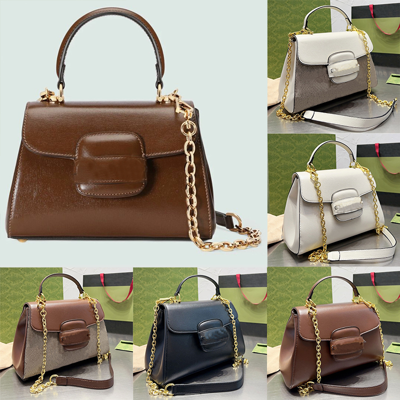 

Horsebit 1955 mini bag classic brown leather top handle bag Gold-toned hardware detachable chain strap Handbag Luxury Designer Black Shoulder Bags wallet purse tote