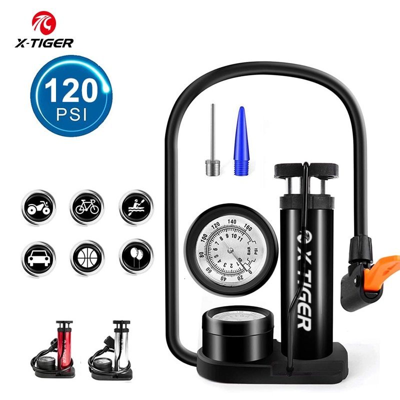 

Bike Pumps X-TIGER Portable Bike Pump High Pressure Pedal Bicycle Foot Pump Ultra-Light Aluminum Alloy MTB Bike Tire Inflator Accessories 230221