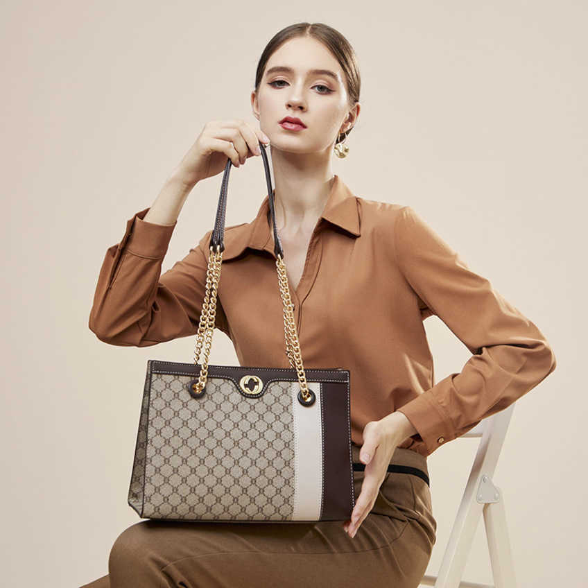 

Factory Wholesale Women's Bag Women's large capacity single shoulder messenger women's chain Tote bag portable Shoulder Messenger Handbags 55%off, Khaki4