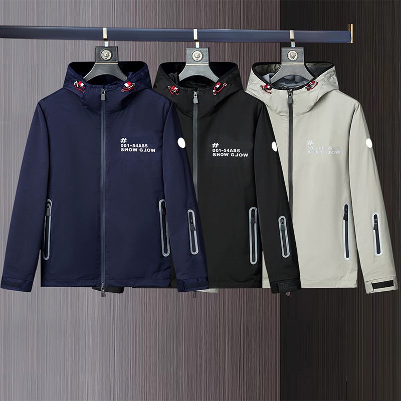 Monclair jackets designer bomber jacket men's clothing zipper pocket coats Embroidered badge Hooded outerwear fashion brand jacket size M/L/XL/